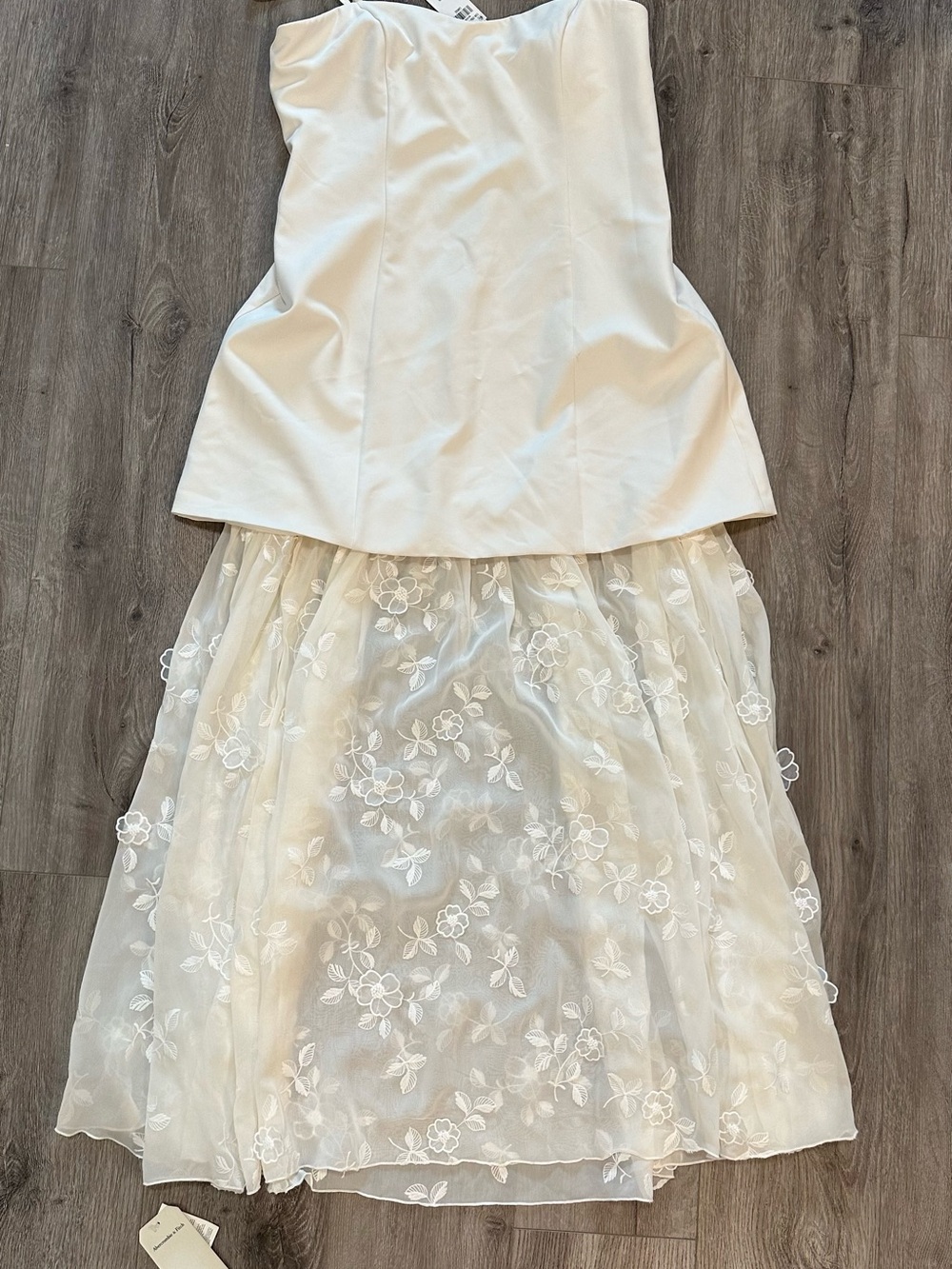 Women's Ivory Floral Overlay Maxi Skirt